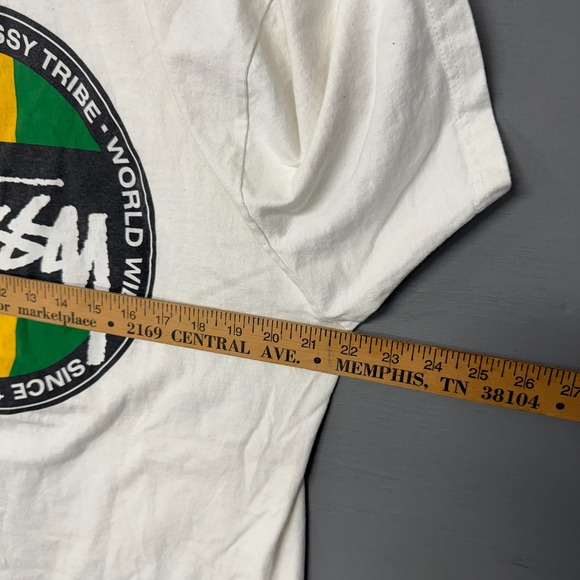 Stussy Vintage Shirt Men's White Short Sleeve Classic Dot Logo Tee - Picture 5 of 6